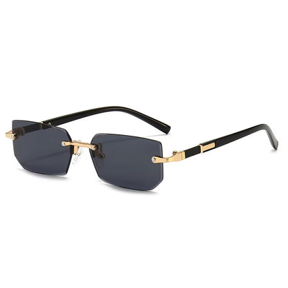 Rimless Rectangle Sunglasses for Men and Women - Trendy Small Square Shades for Summer Travel