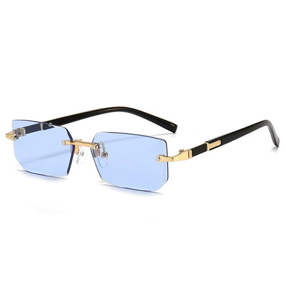 Rimless Rectangle Sunglasses for Men and Women - Trendy Small Square Shades for Summer Travel