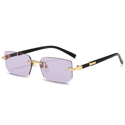 Rimless Rectangle Sunglasses for Men and Women - Trendy Small Square Shades for Summer Travel